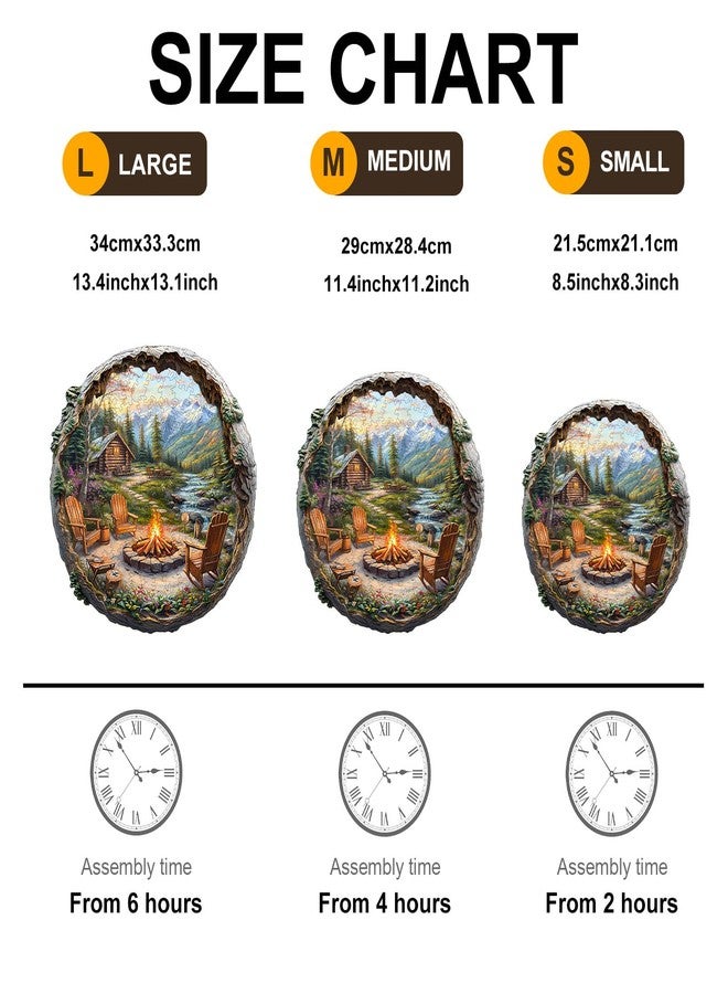 AEEKDOOK Wooden Puzzles for Adults - 3D Outdoor Bonfire Wooden Puzzle - Unique Animal Shape Wood Cut Puzzles - Eco-Friendly Home Office Decor (M-11.4 * 11.2in) - Image 3